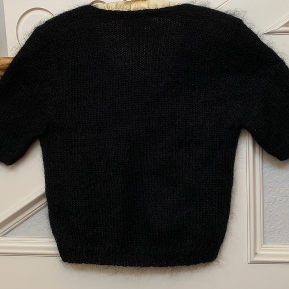 ⚫️New York Style women’s mohair blend black sassy crop sweater - Picture 2 of 5